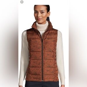 Lands End animal print down puffer vest